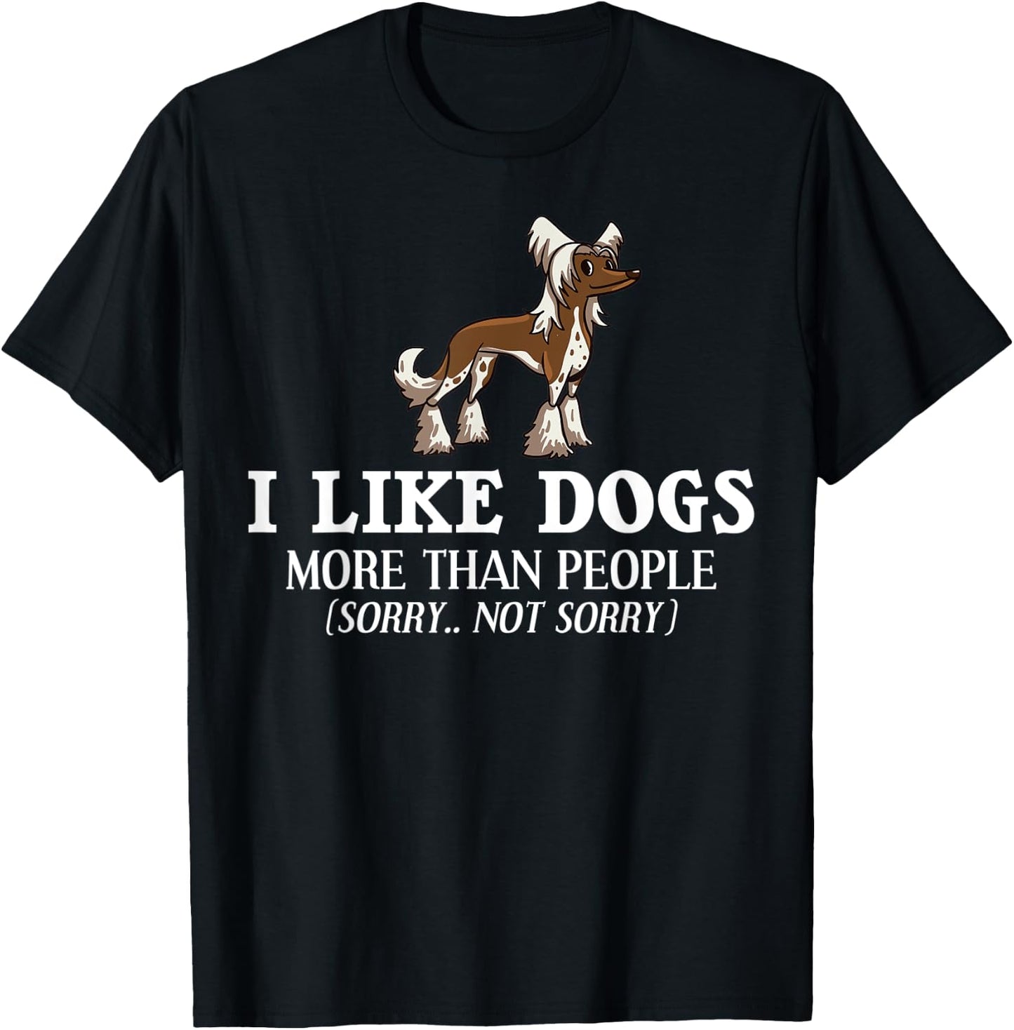 Chinese Crested Powderpuff Dog Gift Puppies Owner Lover T-Shirt - T-Shirt | Black