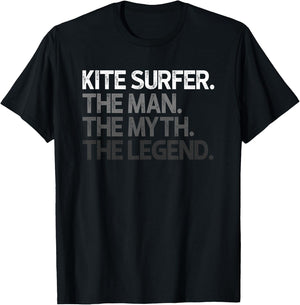 Kite Surfer The Man Myth Legend Gift T-Shirt - T-Shirt | Black