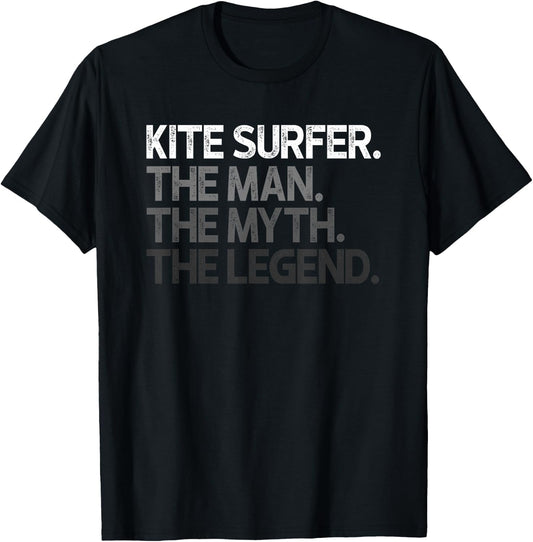 Kite Surfer The Man Myth Legend Gift T-Shirt - T-Shirt | Black