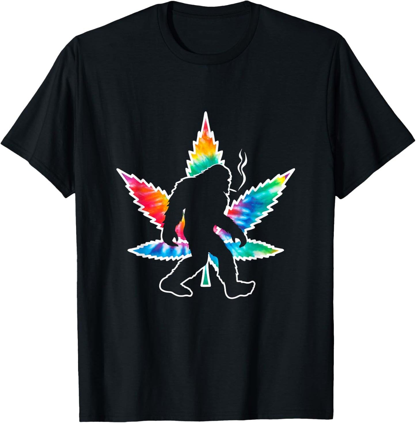 Sasquatch Bigfoot Tie Dye Pot Leaf T-Shirt - T-Shirt | Black