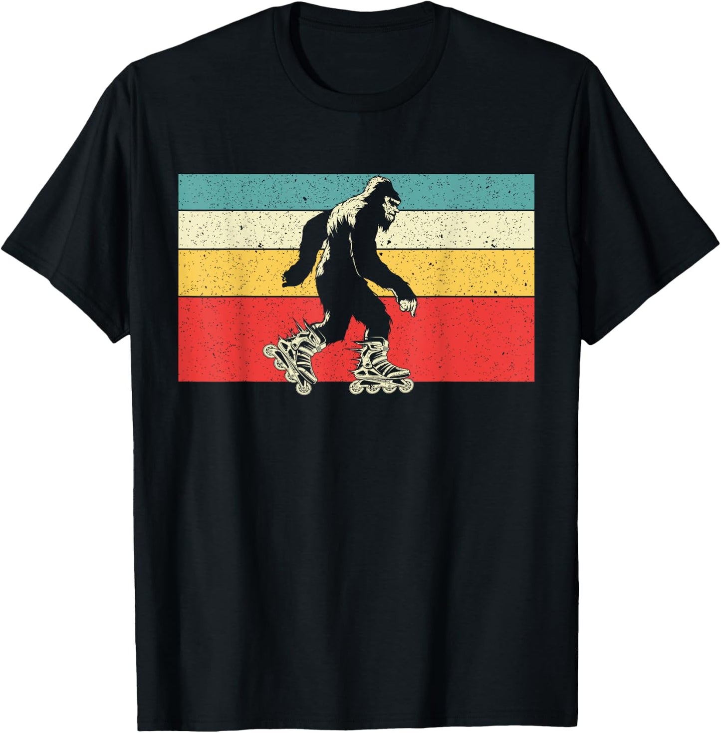 Bigfoot Roller Skater Skating Rollerblades Yeti Sasquatch T-Shirt - T-Shirt | Black