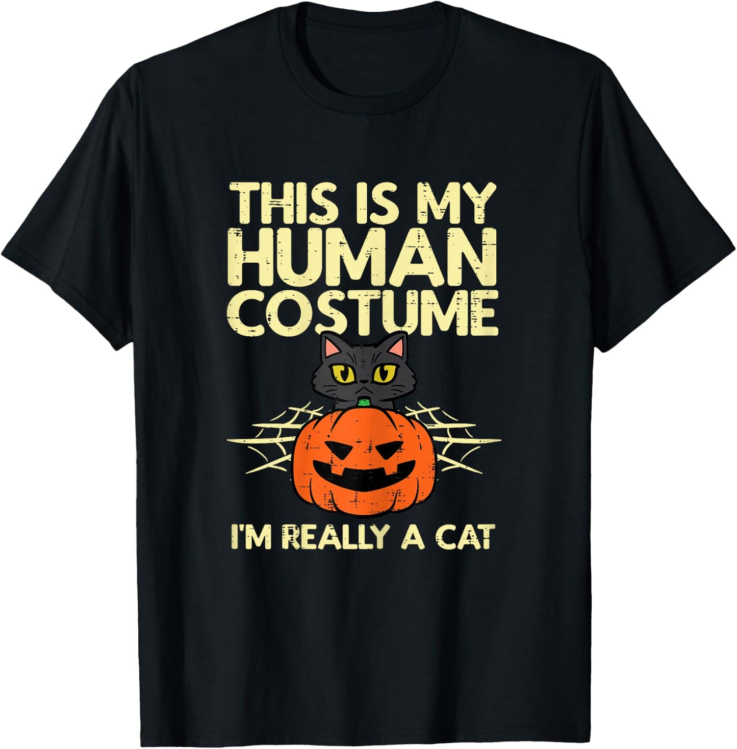 Halloween My Human Costume Im A Cat Costume Women Girls Kids T-Shirt - T-Shirt | Black