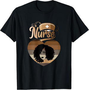 Afro Black Nurse Melanin African American Funny Nurse T-Shirt - T-Shirt | Black