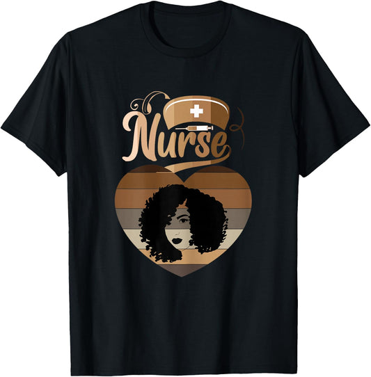 Afro Black Nurse Melanin African American Funny Nurse T-Shirt - T-Shirt | Black