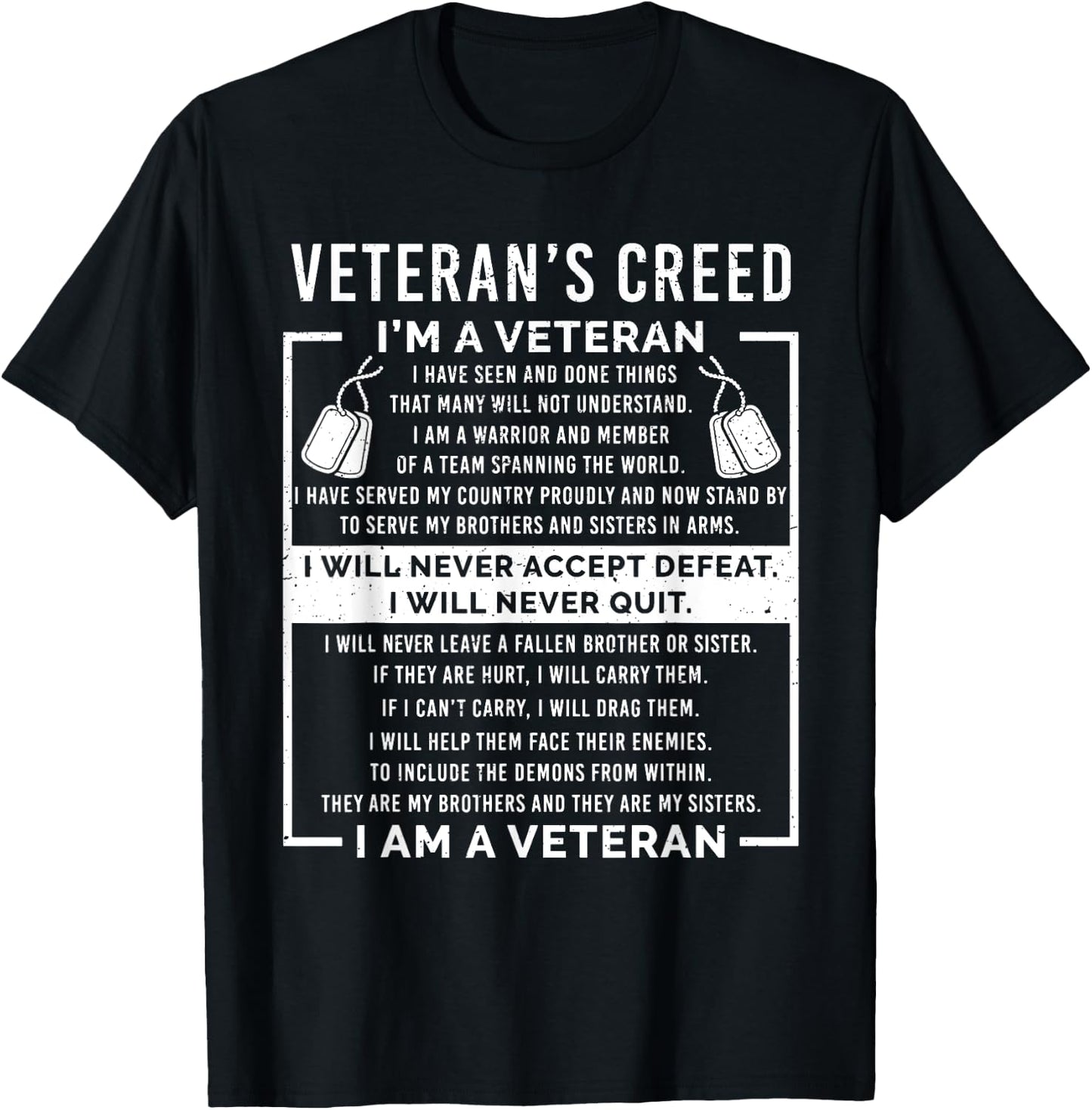 Veteran's creed Patriot War USA Oath Grandpa T-Shirt - T-Shirt | Black