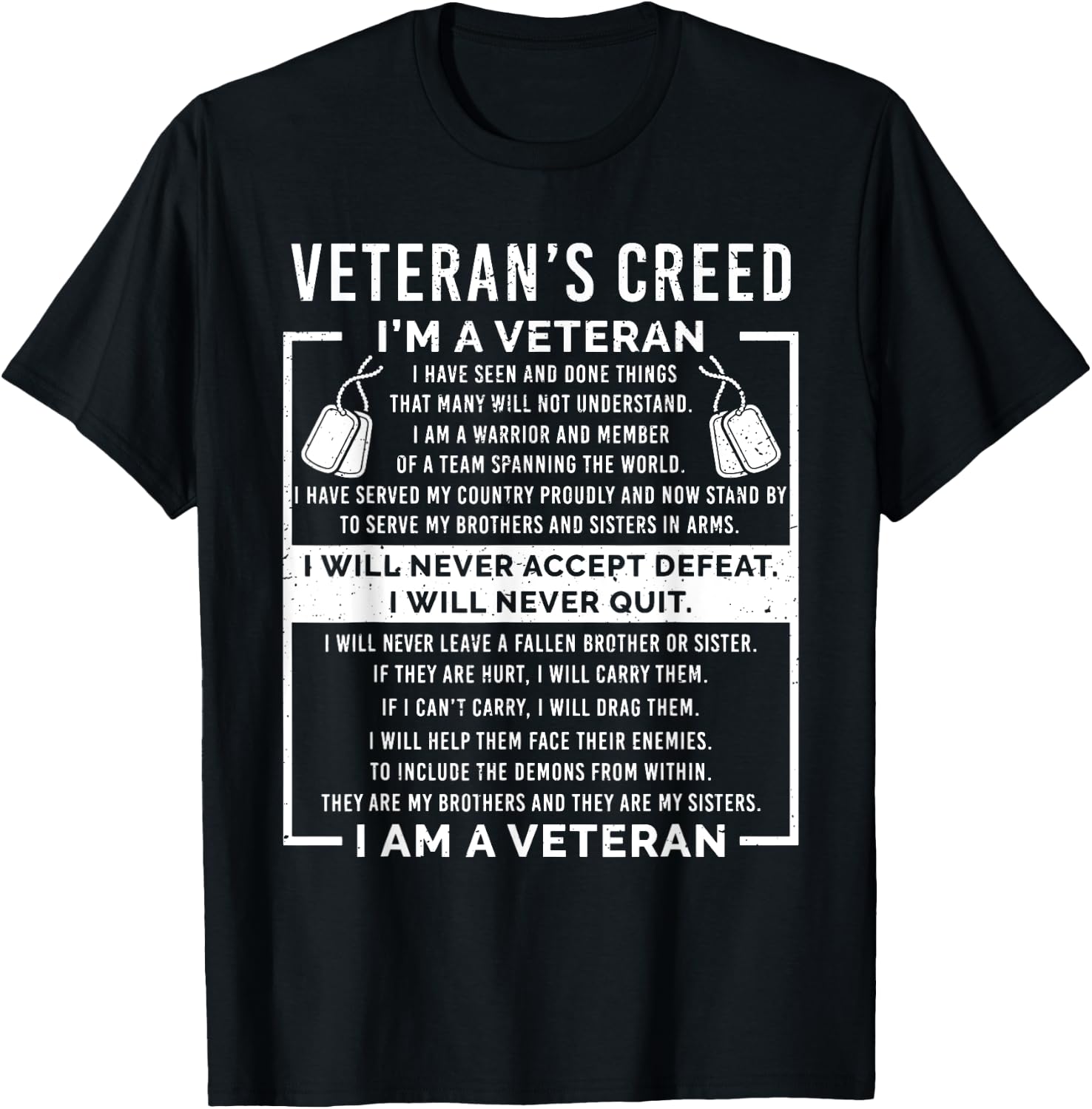 Veteran's creed Patriot War USA Oath Grandpa T-Shirt - T-Shirt | Black