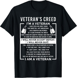 Veteran's creed Patriot War USA Oath Grandpa T-Shirt - T-Shirt | Black