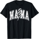 Mama Lightning Bolt Checkered Varsity Mom Women Mother's Day T-Shirt - T-Shirt | Black
