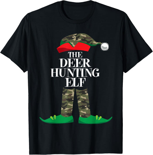Deer Hunting Elf Matching Group Family Elf Christmas Pajama T-Shirt - T-Shirt | Black
