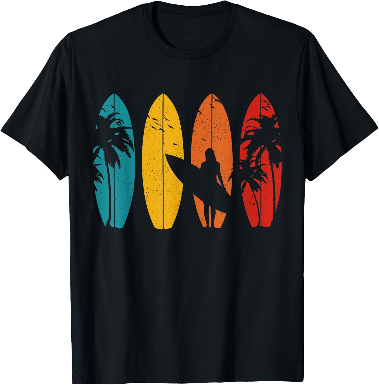 Surfer Vintage Surf Board Surfing Surfing Surfing Gift Women Girls Kids T-Shirt - T-Shirt | Black