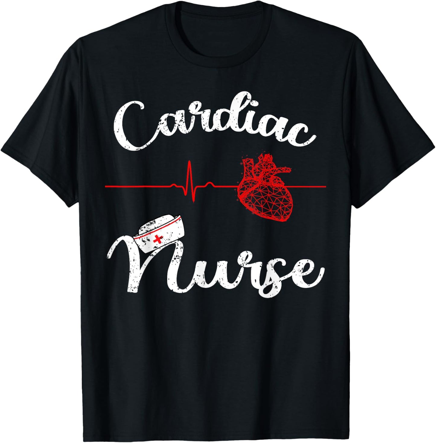 Cardiac Nurse Cardiology Heartbeat EKG Nurse Graduating Gift T-Shirt - T-Shirt | Black