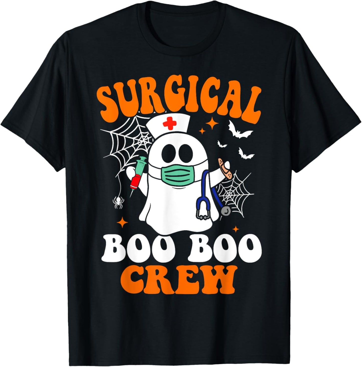 Halloween Surgery Nurse Costume Surgical Boo Crew Nurse T-Shirt - T-Shirt | Black