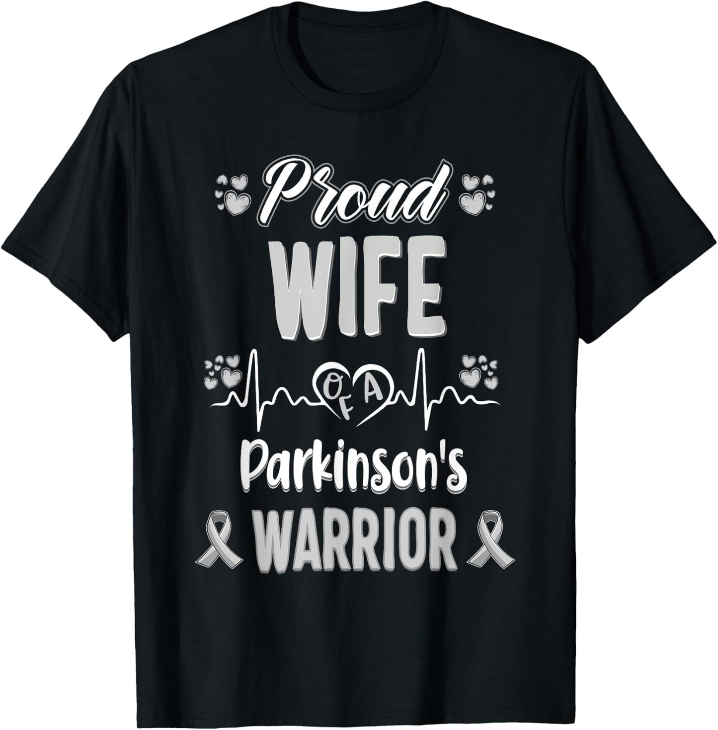 proud Wife Parkinson's disease warrior awareness ribbon T-Shirt - T-Shirt | Black