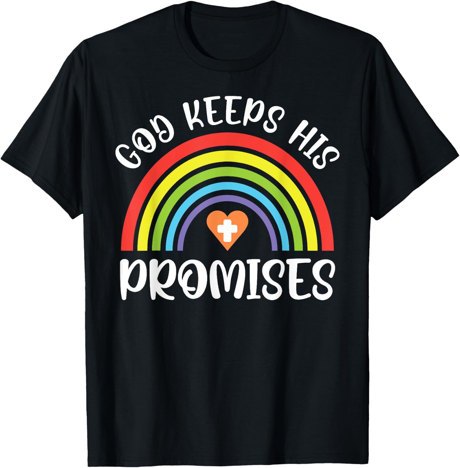 Christian Rainbow God Keeps His Promises Bible Noah T-Shirt - T-Shirt | Black