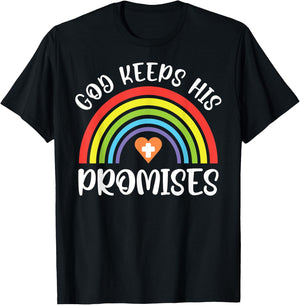 Christian Rainbow God Keeps His Promises Bible Noah T-Shirt - T-Shirt | Black