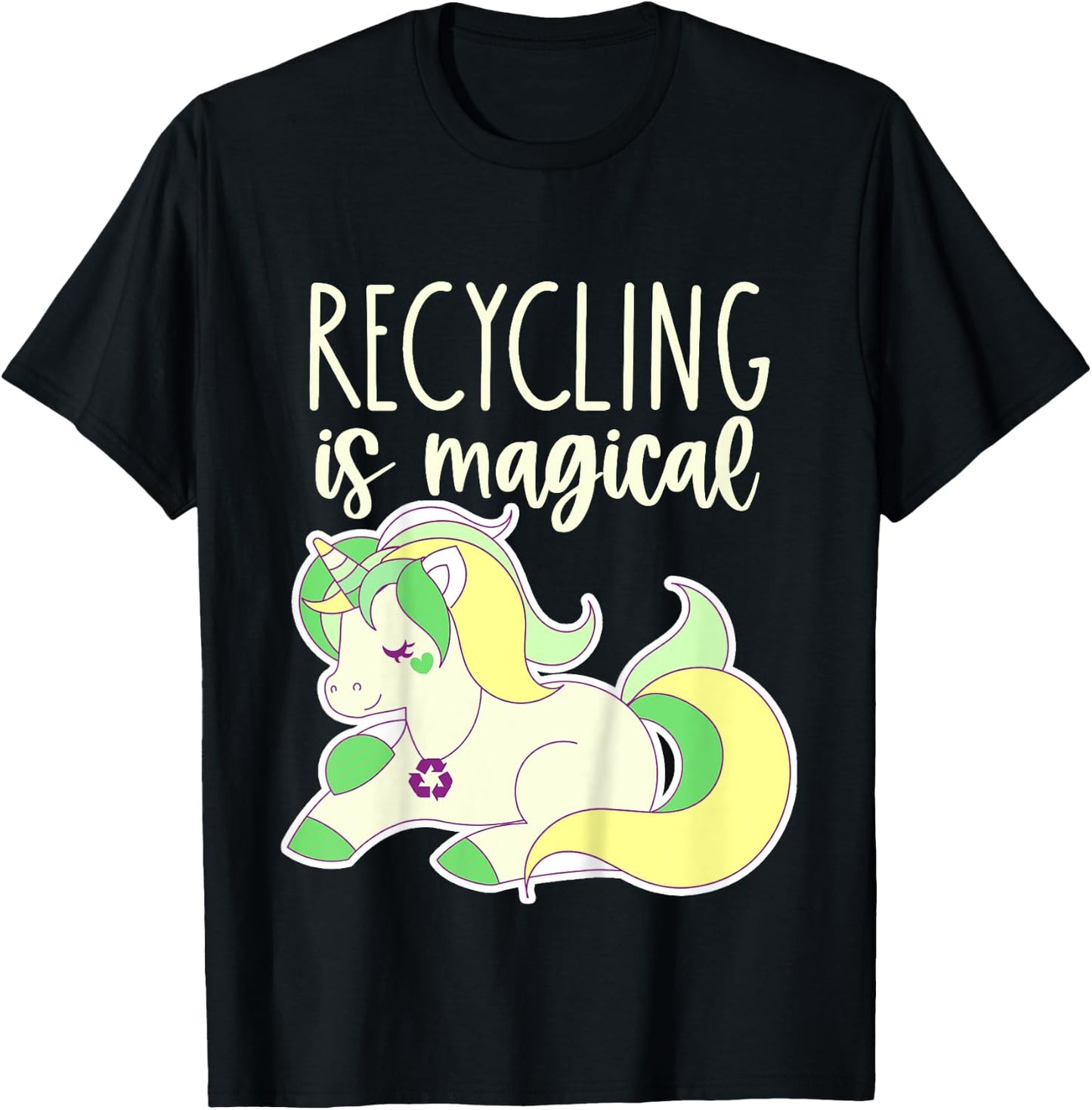 Kids Toddler Earth Day Recycle Unicorn Girls Recycling is Magical T-Shirt - T-Shirt | Black
