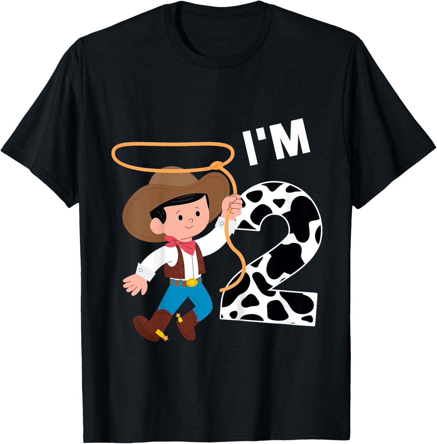 Kids I'm 2 Year Old Birthday Cowboy Squad Farmer Family Boy T-Shirt - T-Shirt | Black