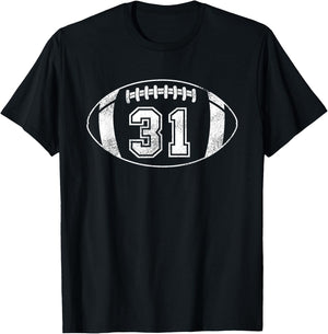 Football Player #31 Football Parent Jersey 31 Varsity Team T-Shirt - T-Shirt | Black