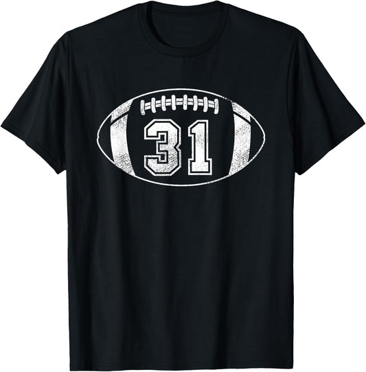 Football Player #31 Football Parent Jersey 31 Varsity Team T-Shirt - T-Shirt | Black