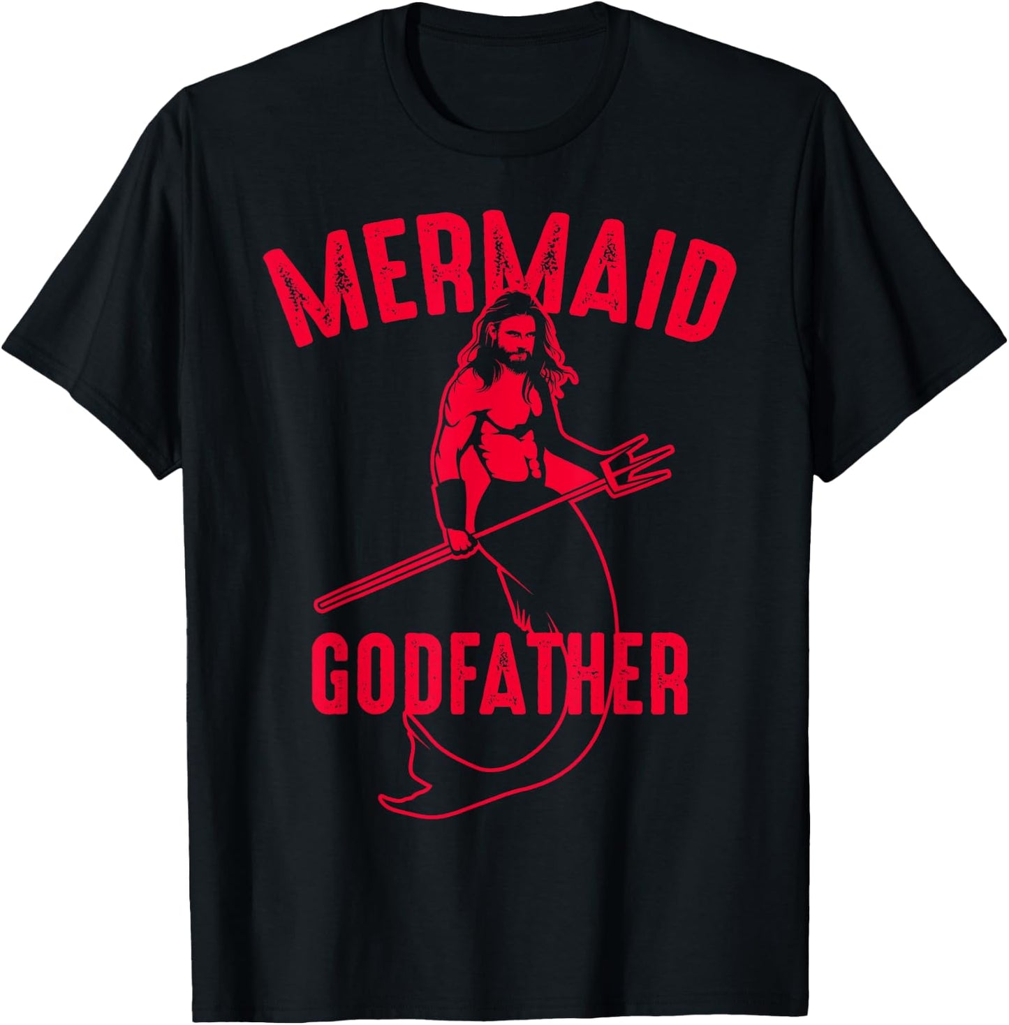 Cool Mermaid Godfather | Funny Siren Lover Godparent Gift T-Shirt - T-Shirt | Black