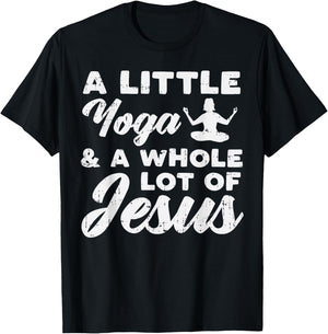 Little Yoga Lot Of Jesus Yogi God Meditation Christian Gift T-Shirt - T-Shirt | Black