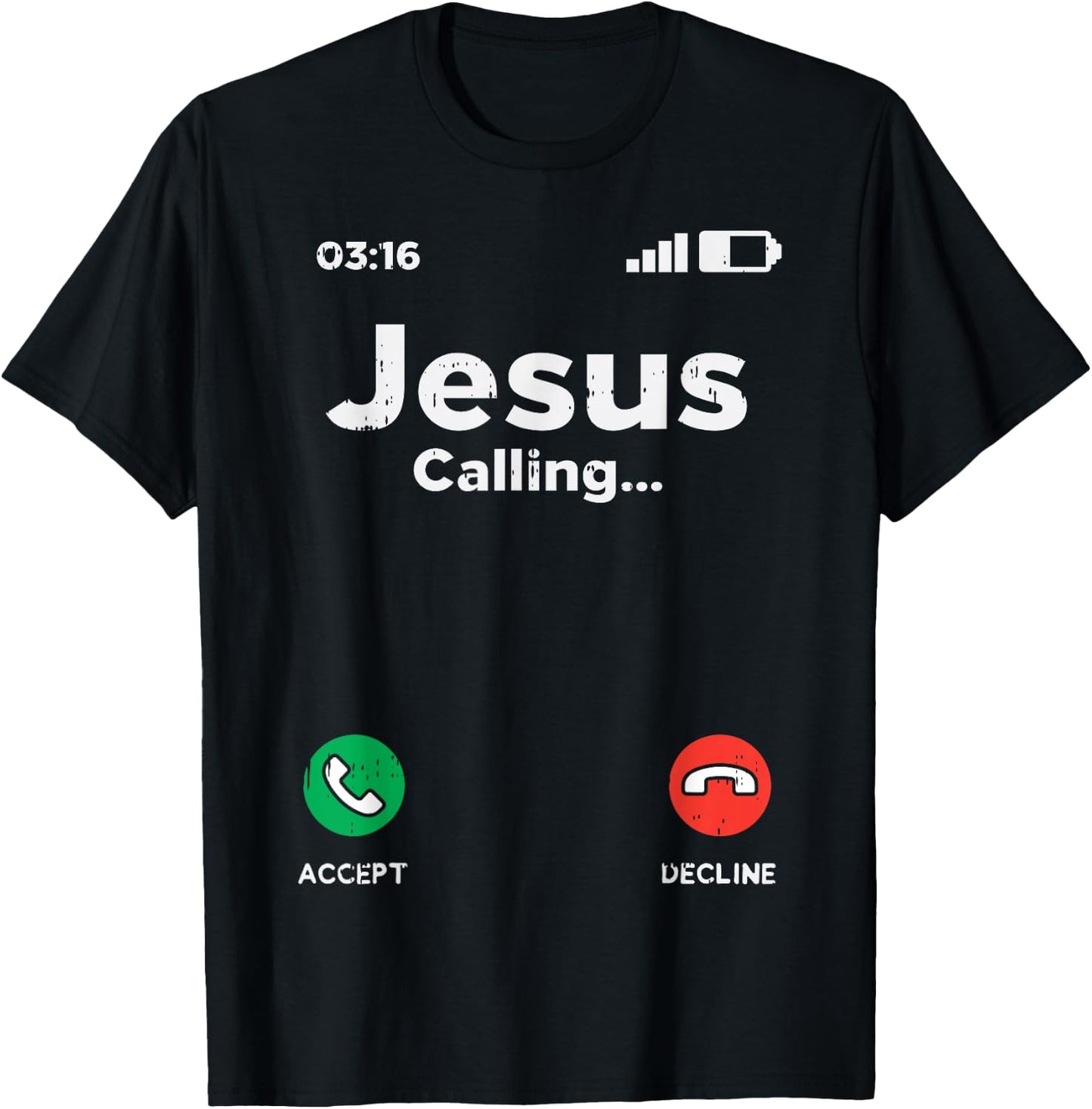 Jesus Calling God Christ Faith Religious Christian Gift T-Shirt - T-Shirt | Black