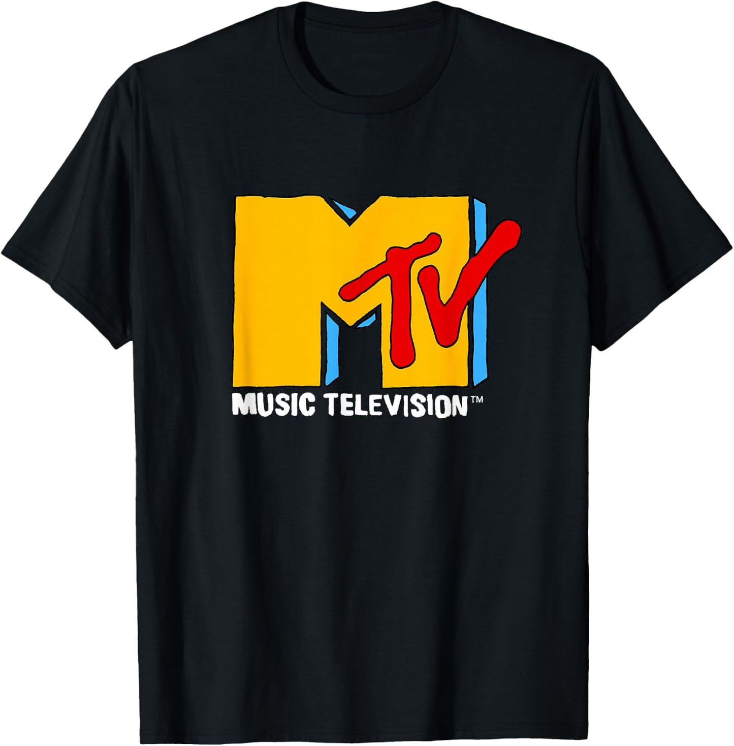 MTV Retro Eighties Neon Primary Color Pop Art Logo T-Shirt - T-Shirt | Black