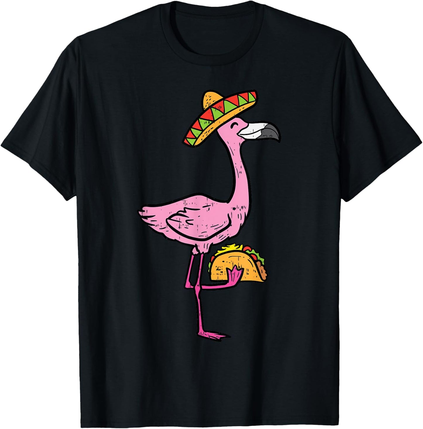Mexican Flamingo Tacos Cute Cinco De Mayo Fiesta Animal T-Shirt - T-Shirt | Black