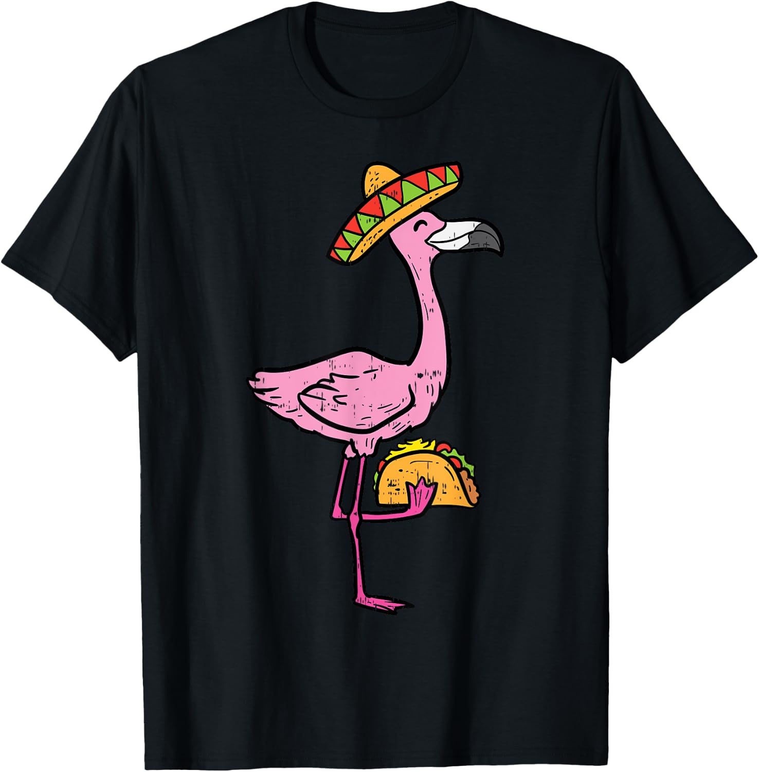 Mexican Flamingo Tacos Cute Cinco De Mayo Fiesta Animal T-Shirt - T-Shirt | Black