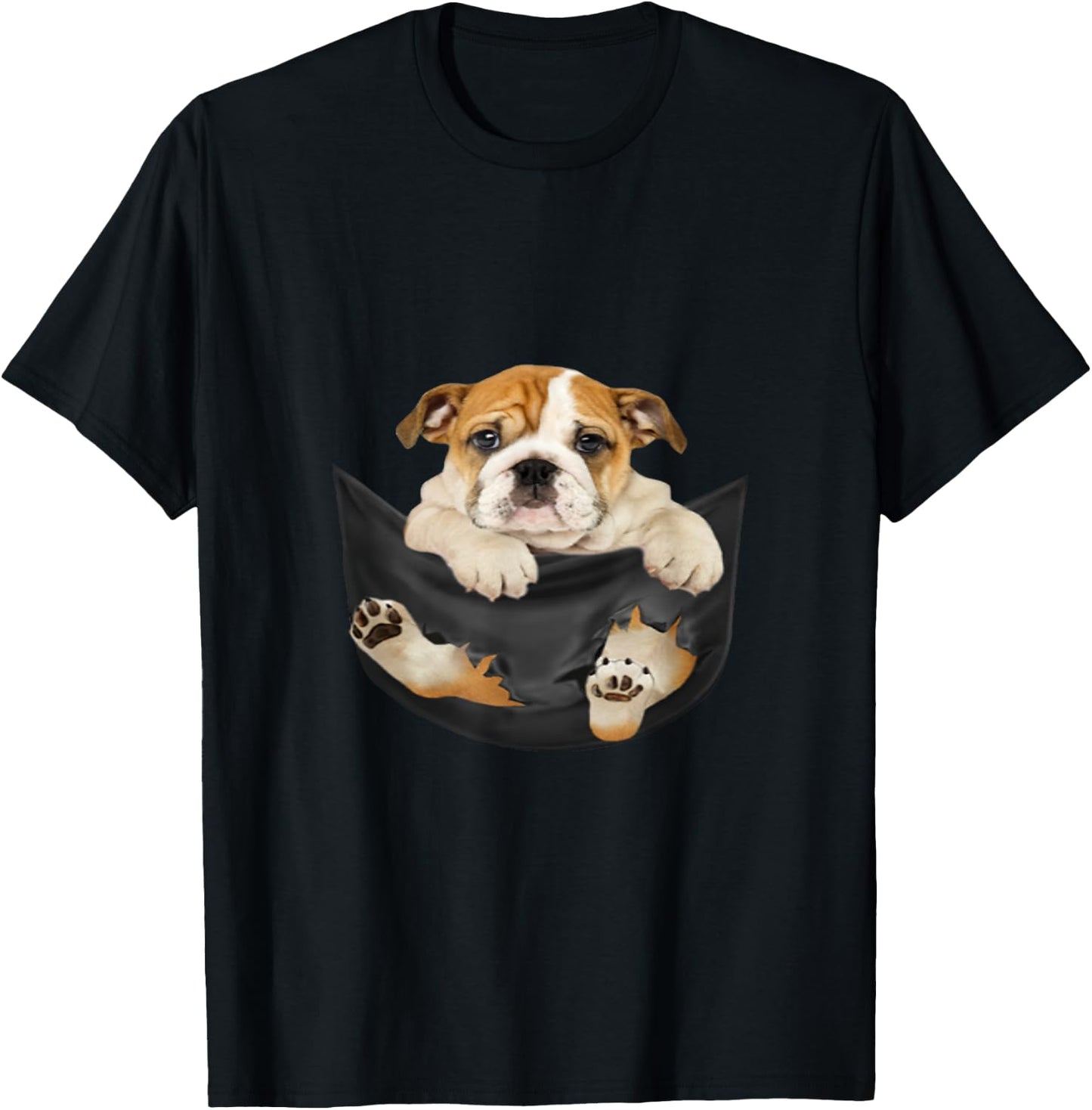 Dog Lovers Gifts Bulldog In Pocket Funny Dog Face T-Shirt - T-Shirt | Black