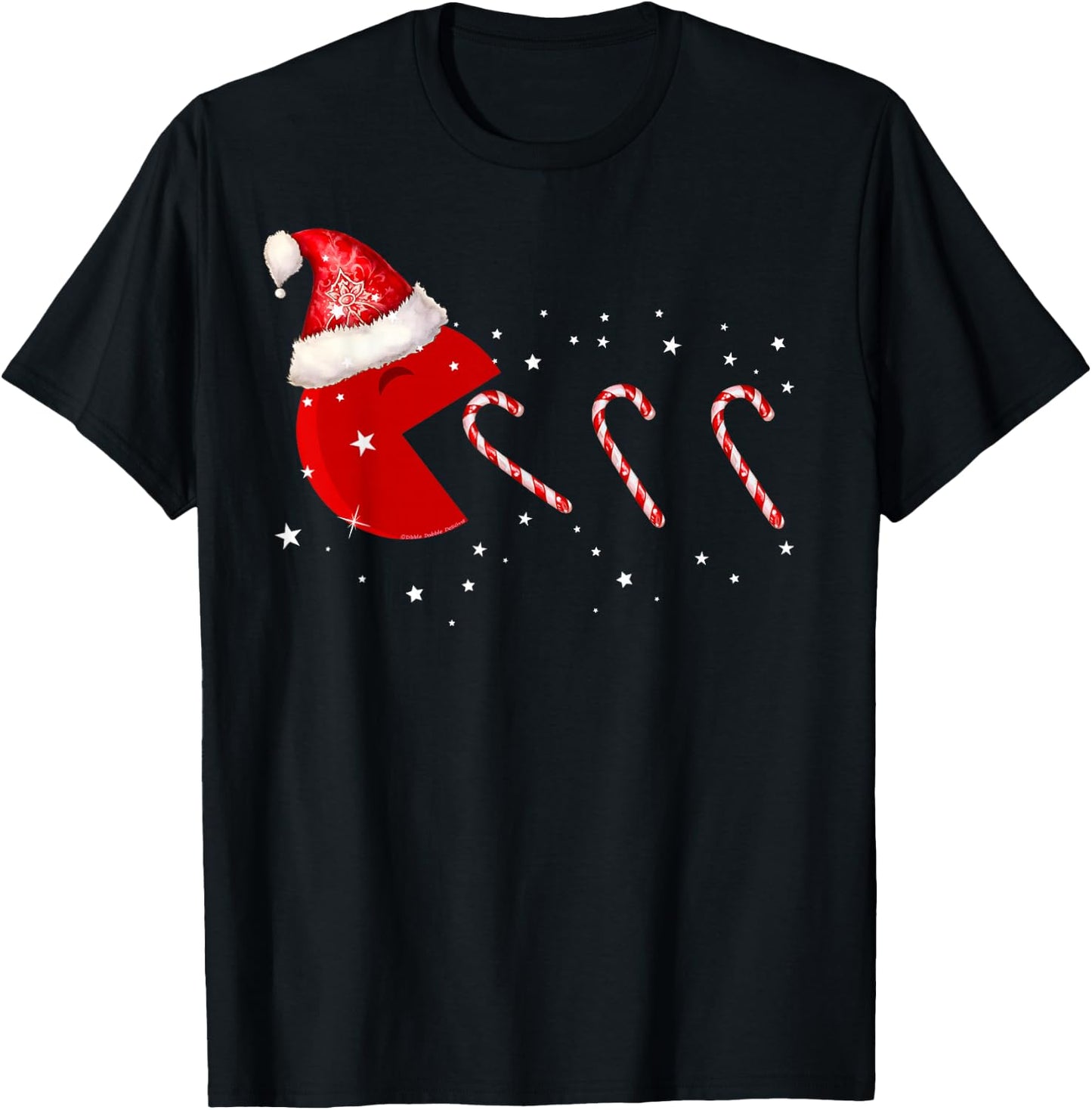 Funny Christmas Santa Hat Eating Candy Canes Christmas T-Shirt - T-Shirt | Black