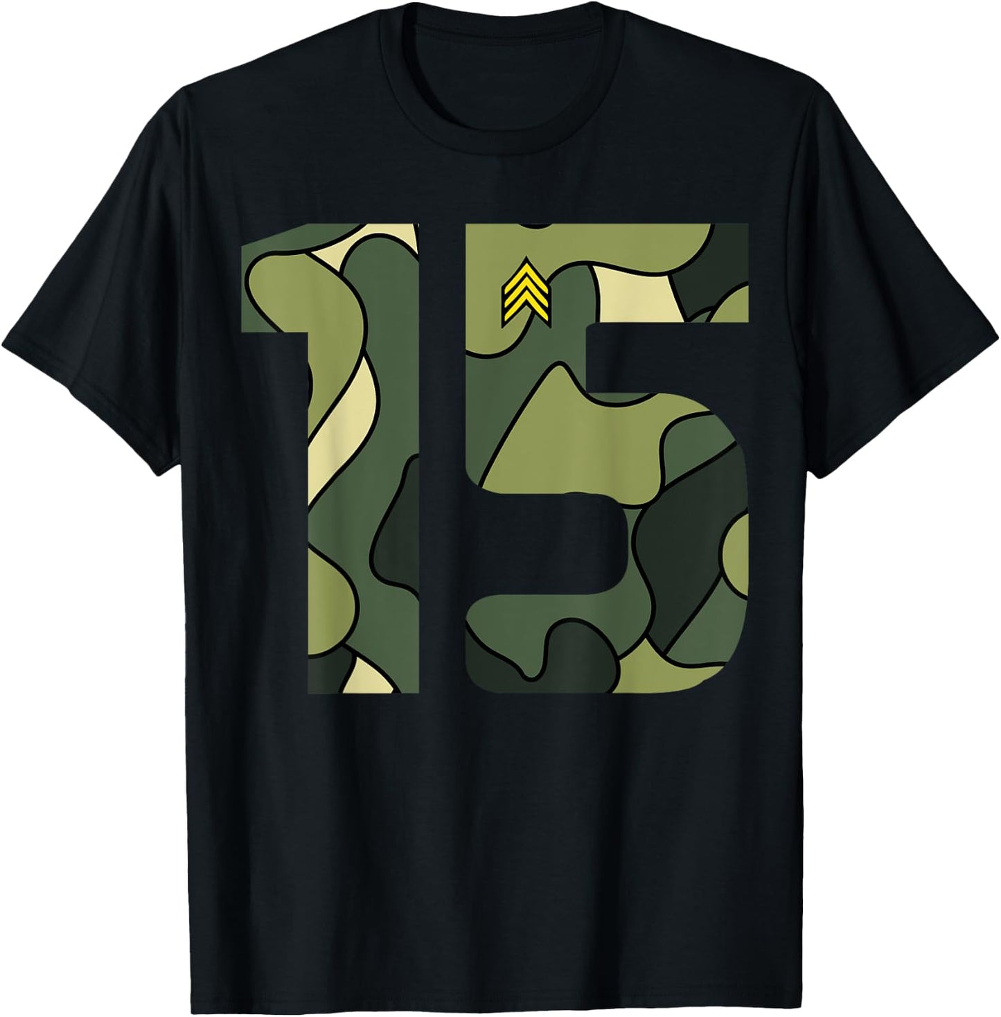 Cute Little Birthday 15 Year Old Youth Camouflage Gift T-Shirt - T-Shirt | Black