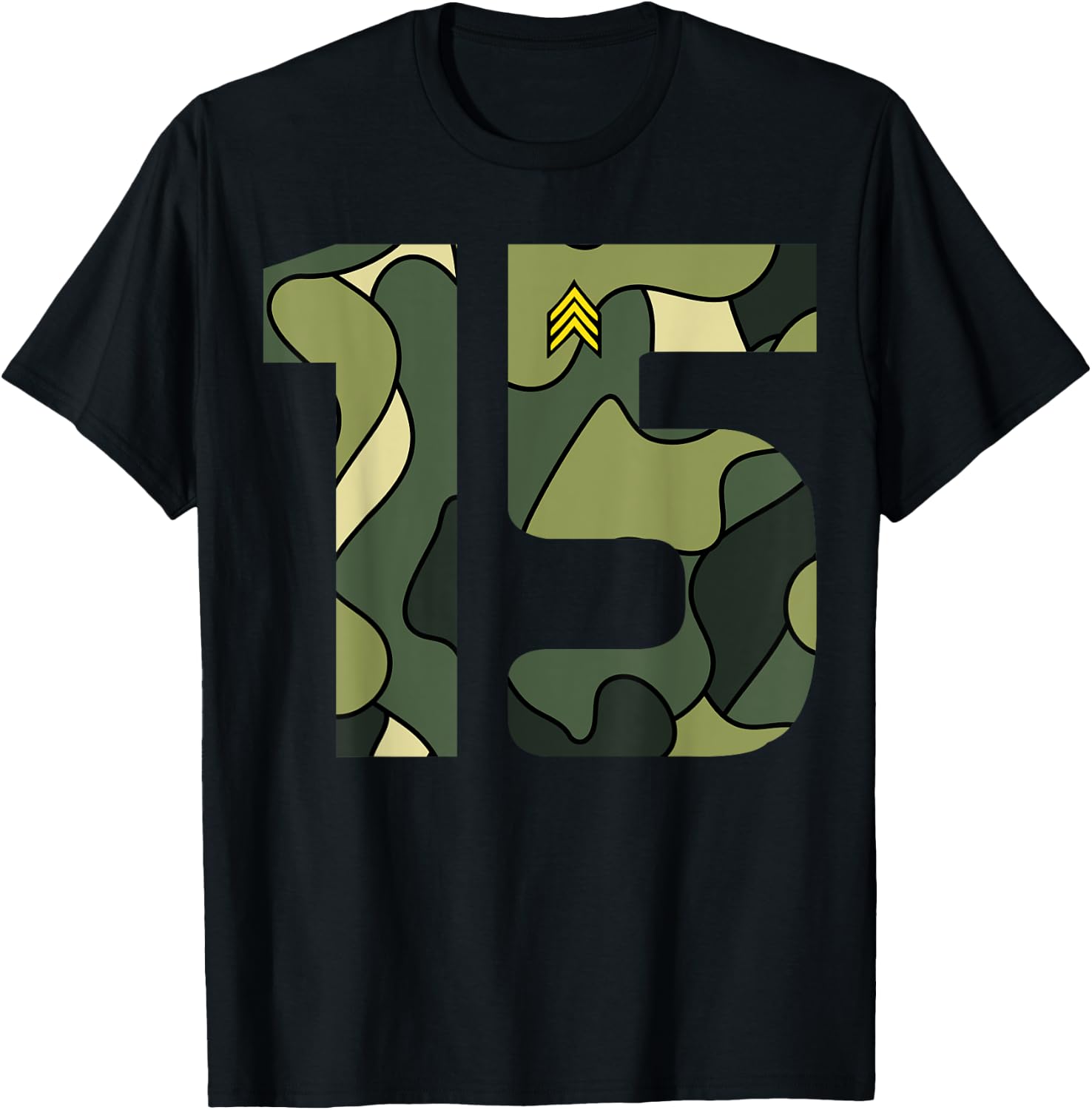 Cute Little Birthday 15 Year Old Youth Camouflage Gift T-Shirt - T-Shirt | Black