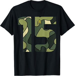 Cute Little Birthday 15 Year Old Youth Camouflage Gift T-Shirt - T-Shirt | Black