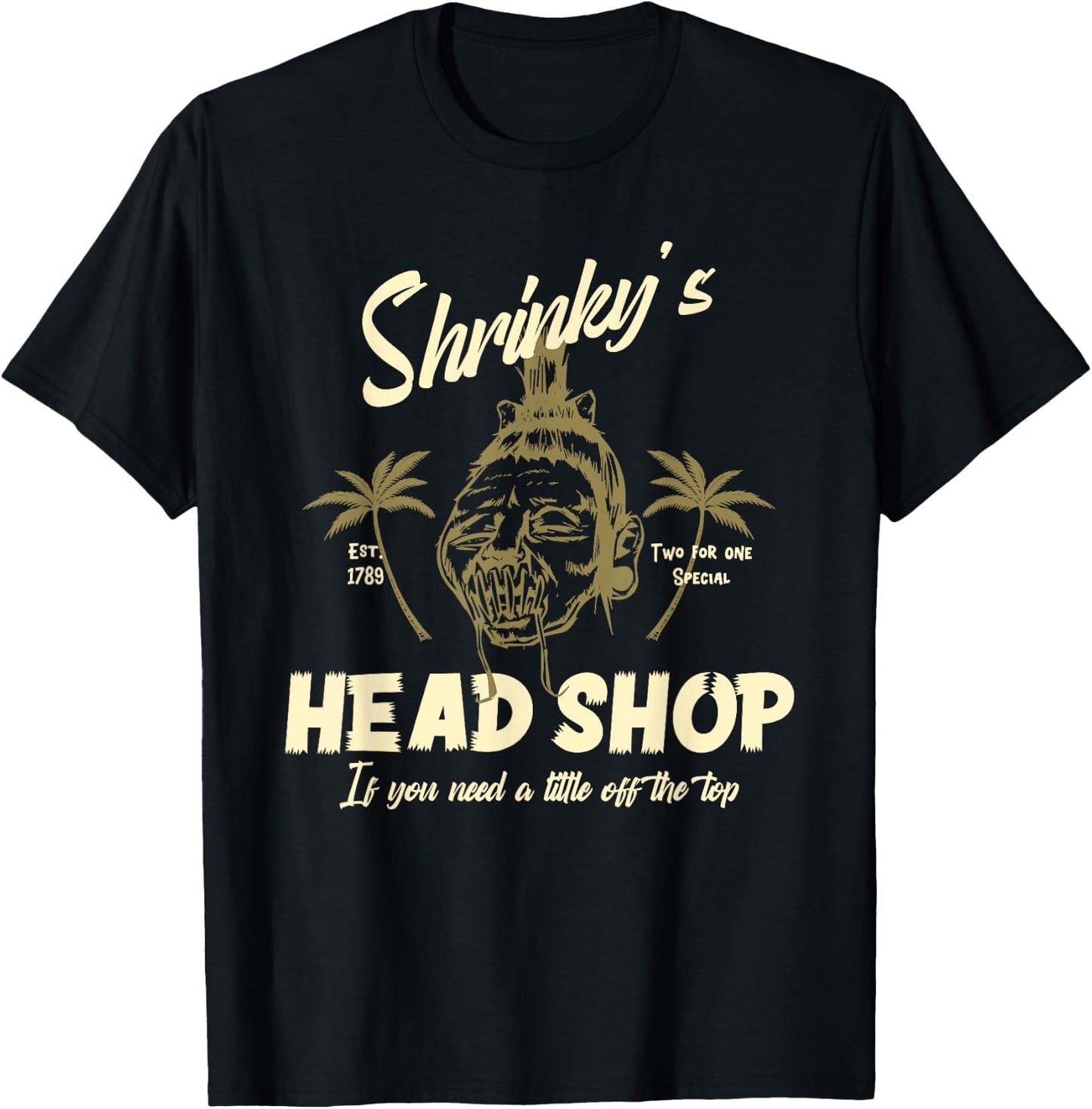 Psychobilly Shrunken Head Horror T-Shirt - T-Shirt | Black