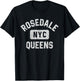 Rosedale Queens NYC Gym Style Distressed White Print T-Shirt - T-Shirt | Black