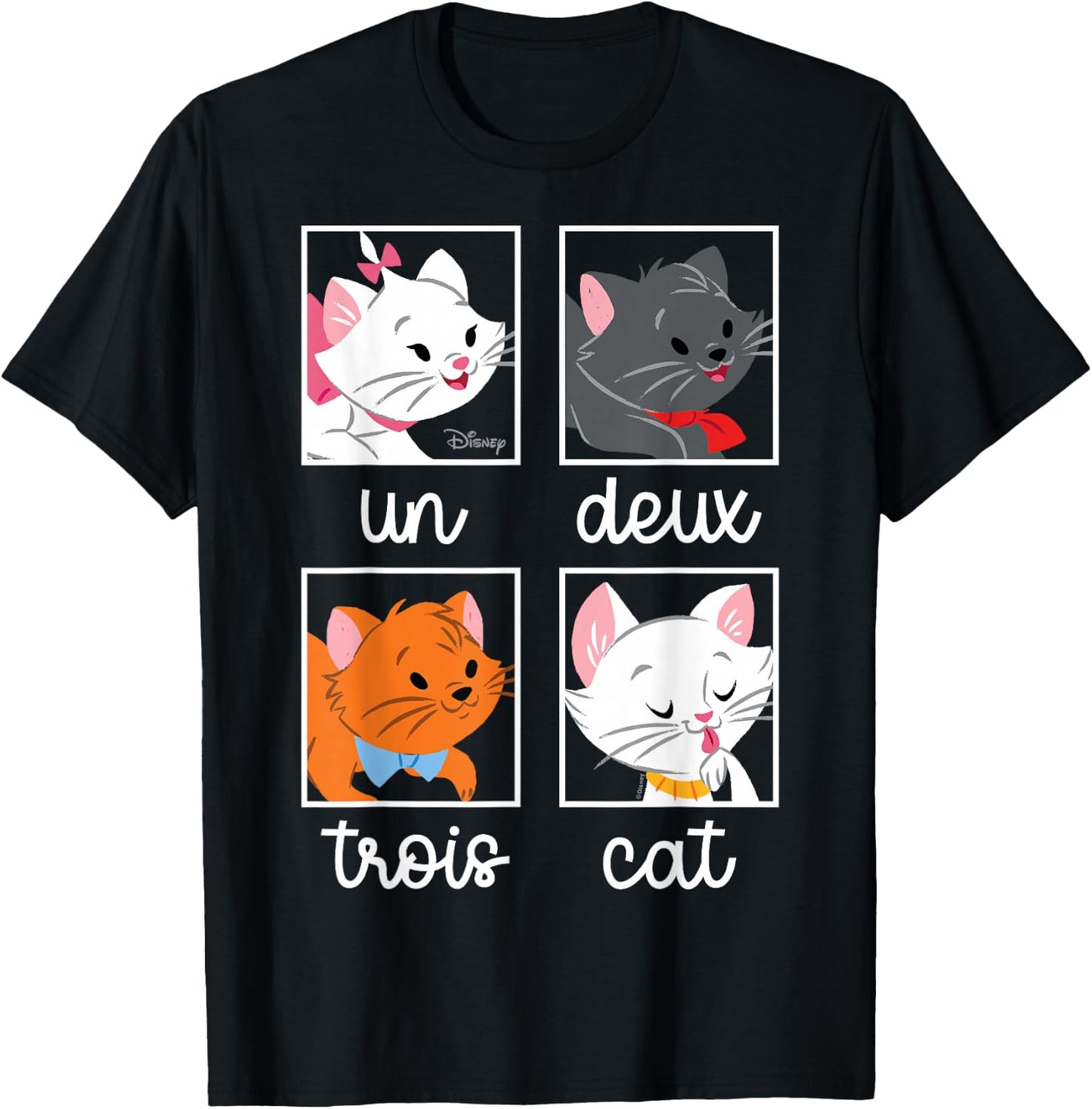 The Aristocats - Un Deux Trois Cat Character Squares T-Shirt - T-Shirt | Black