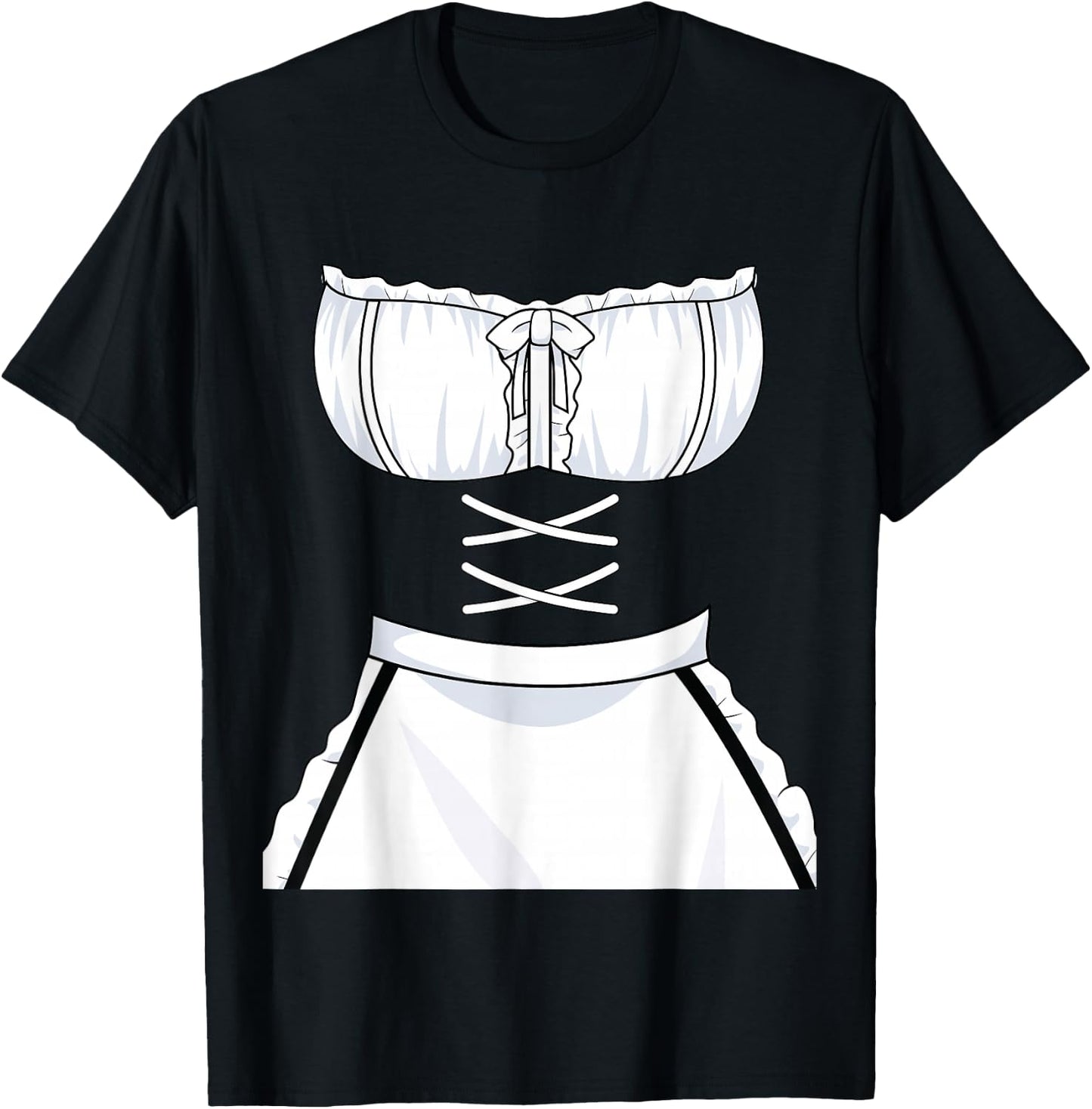 Japanese Anime French Apron - Maid Dress Cosplay Costume T-Shirt - T-Shirt | Black