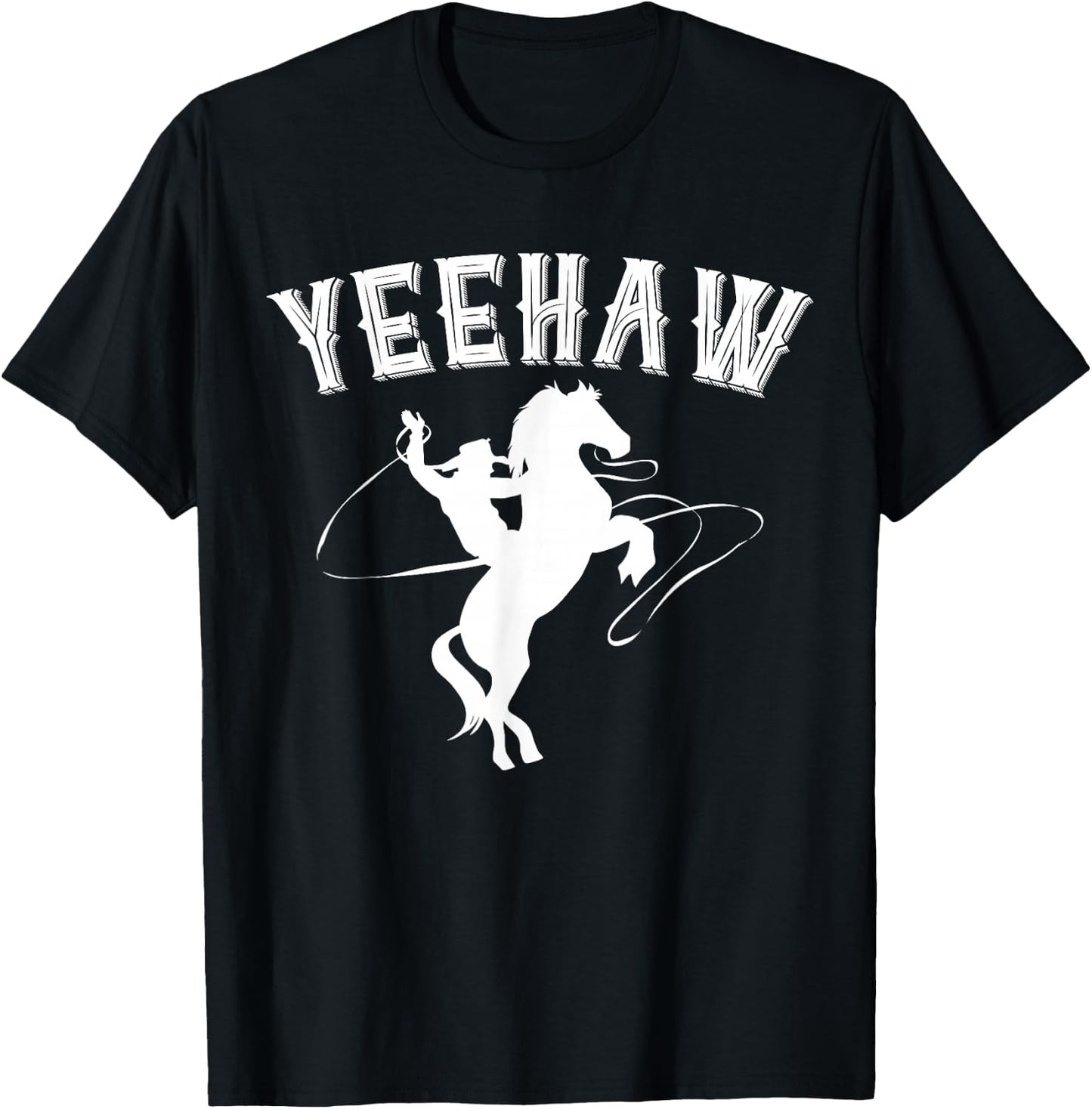Yeehaw Bull Riding Western Rodeo Gift Cowboy T-Shirt - T-Shirt | Black