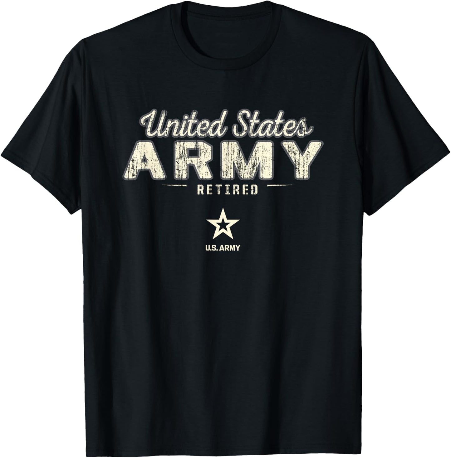 United States Army Military Retired Vintage Black T-Shirt - T-Shirt | Black