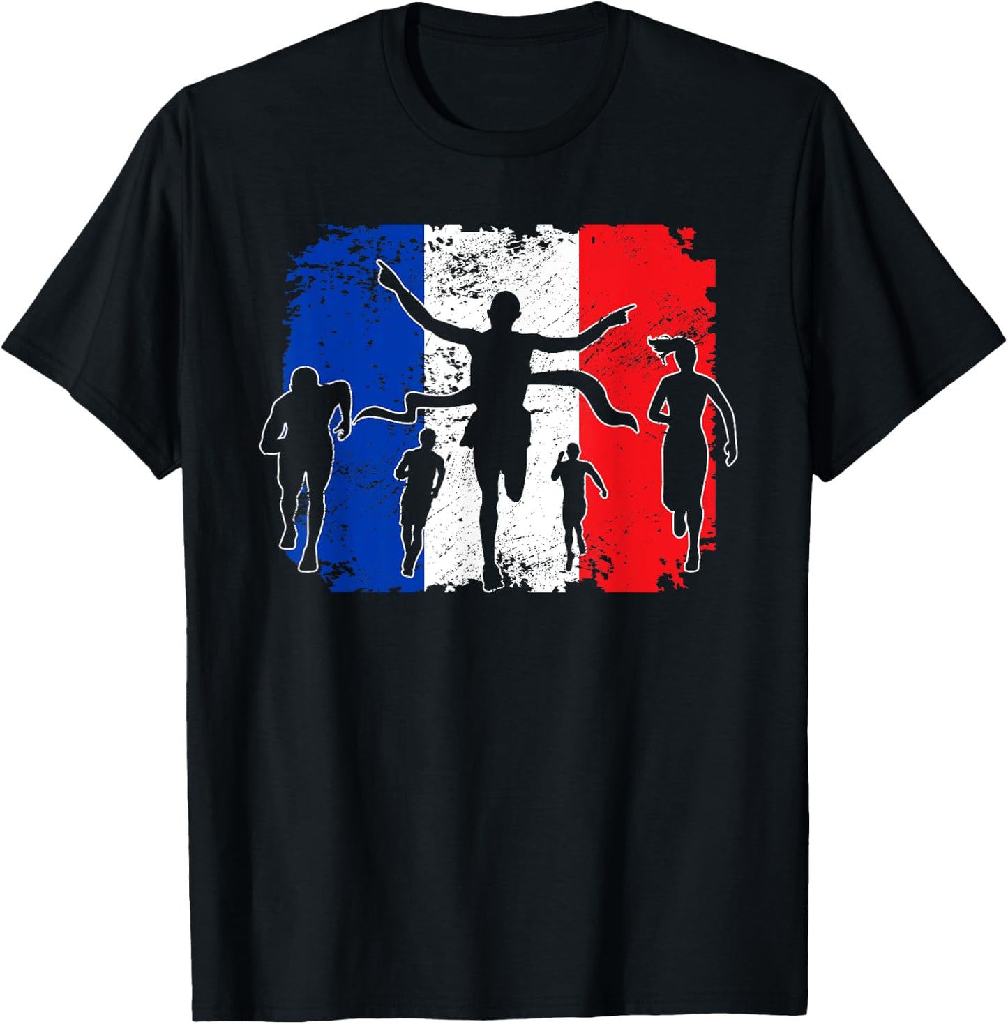 French Flag France Running Marathon Runners T-Shirt - T-Shirt | Black