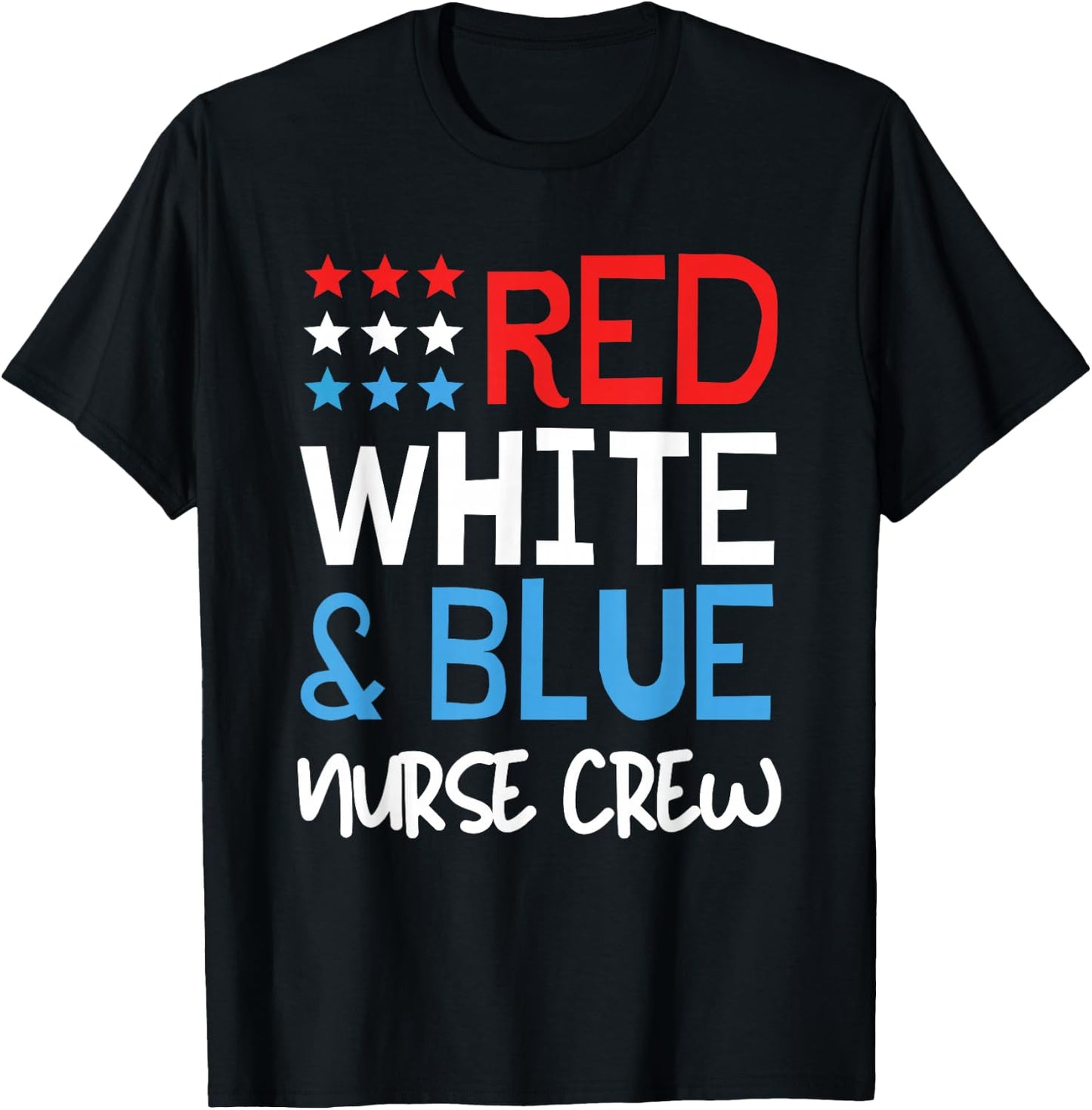 4th of July Nurse Crew Scrub Tops Patriotic Nurses Matching T-Shirt - T-Shirt | Black