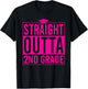Straight Outta 2nd Grade Graduation Class 2026 Second Grade T-Shirt - T-Shirt | Black