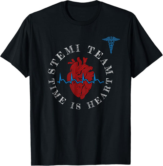 Cardiology Department Time Is Heart Code Stemi - Cath Lab T-Shirt - T-Shirt | Black