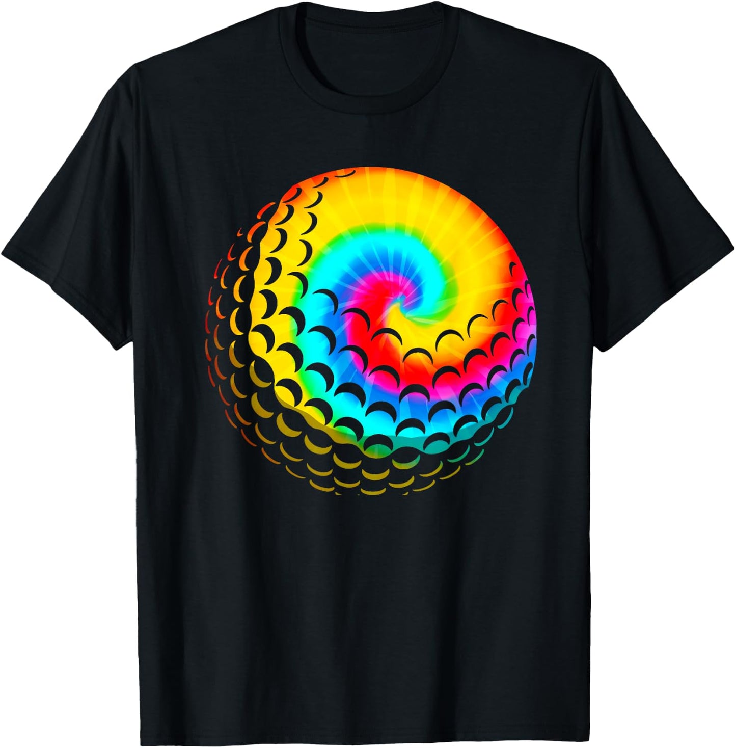 Cute Tie Dye Golf Gift Men Women Funny Rainbow Colored Ball T-Shirt - T-Shirt | Black