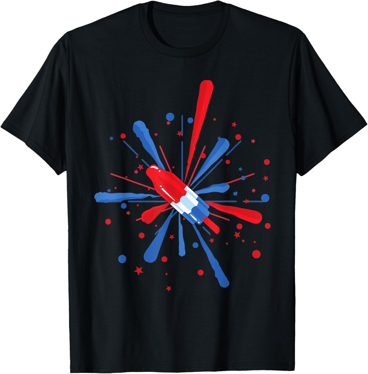 Fourth of July Fireworks Popsicle T-Shirt - T-Shirt | Black
