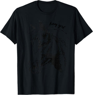 Vintage Hay Girl. Horse Show Jumping Western Riding Gift T-Shirt - T-Shirt | Black