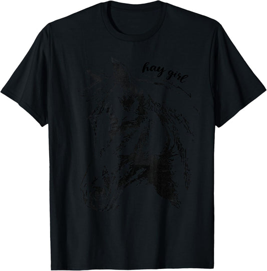 Vintage Hay Girl. Horse Show Jumping Western Riding Gift T-Shirt - T-Shirt | Black