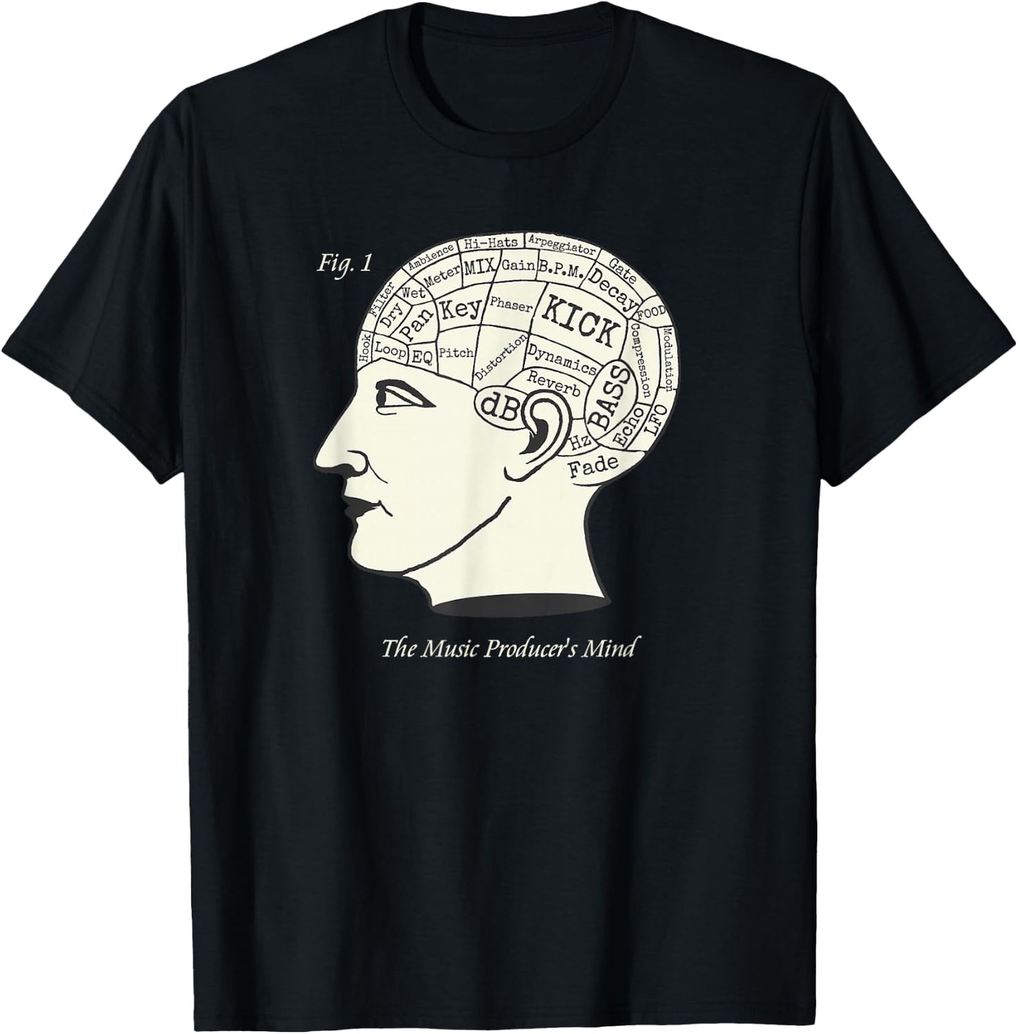 The Music Producer's Mind Phrenology Techno T-Shirt - T-Shirt | Black