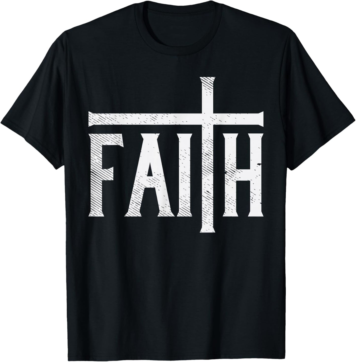 Faith Cross God Jesus Christ Prayer Religious Christian Gift T-Shirt - T-Shirt | Black